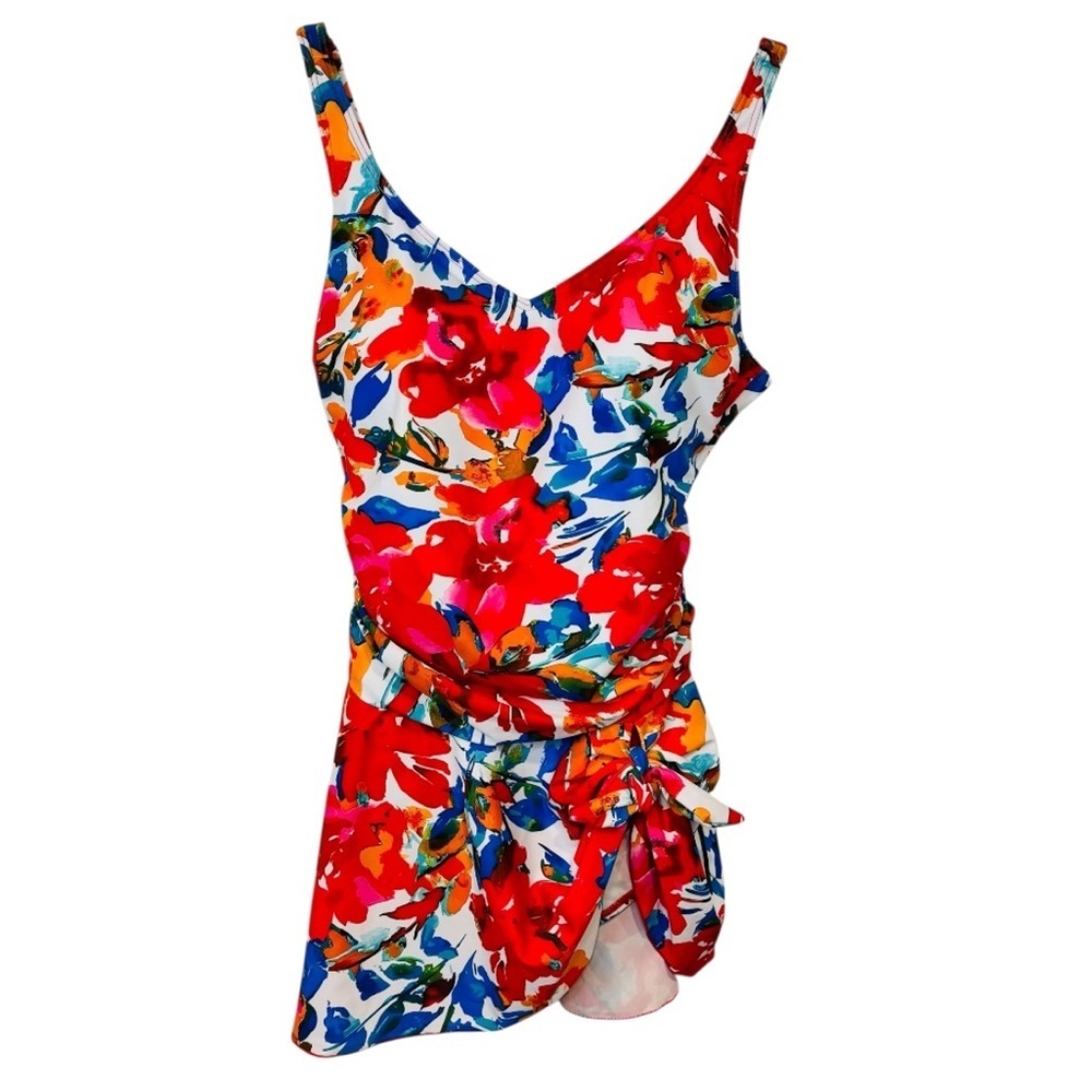 NWT Aidonger Multicolored Floral  Pattern One Piece Swimsuit Dress Size XL